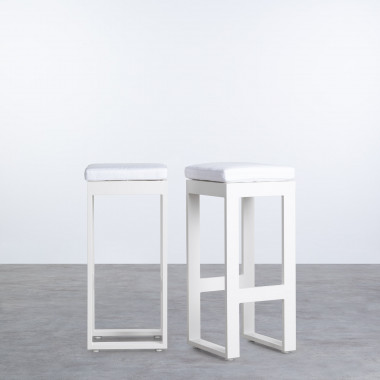 Hoher Außenhocker aus Aluminium und Textilene Amane (74 cm) - themasie.com