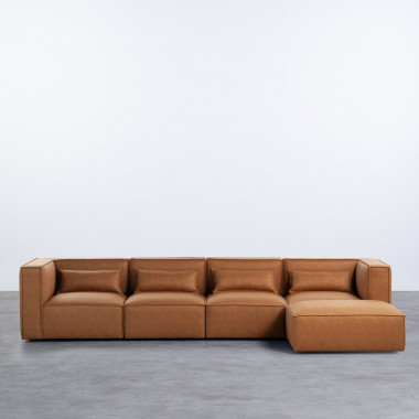 Modulares Sofa mit Pouf aus Kunstwildleder Kilhe
