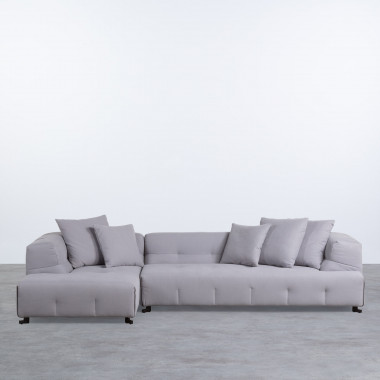 Sofa Chaiselongue links 4-Sitzer- aus Stoff Siblau