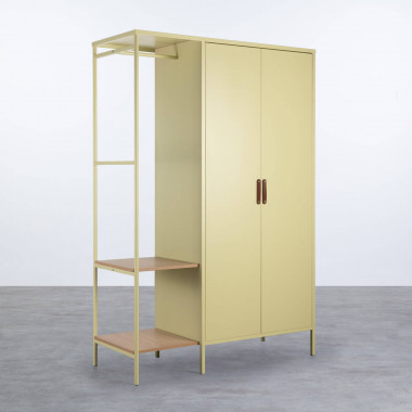 Schrank mit 2 Türen und Ablageflächen aus Metall und Holz (180x120 cm) Meder