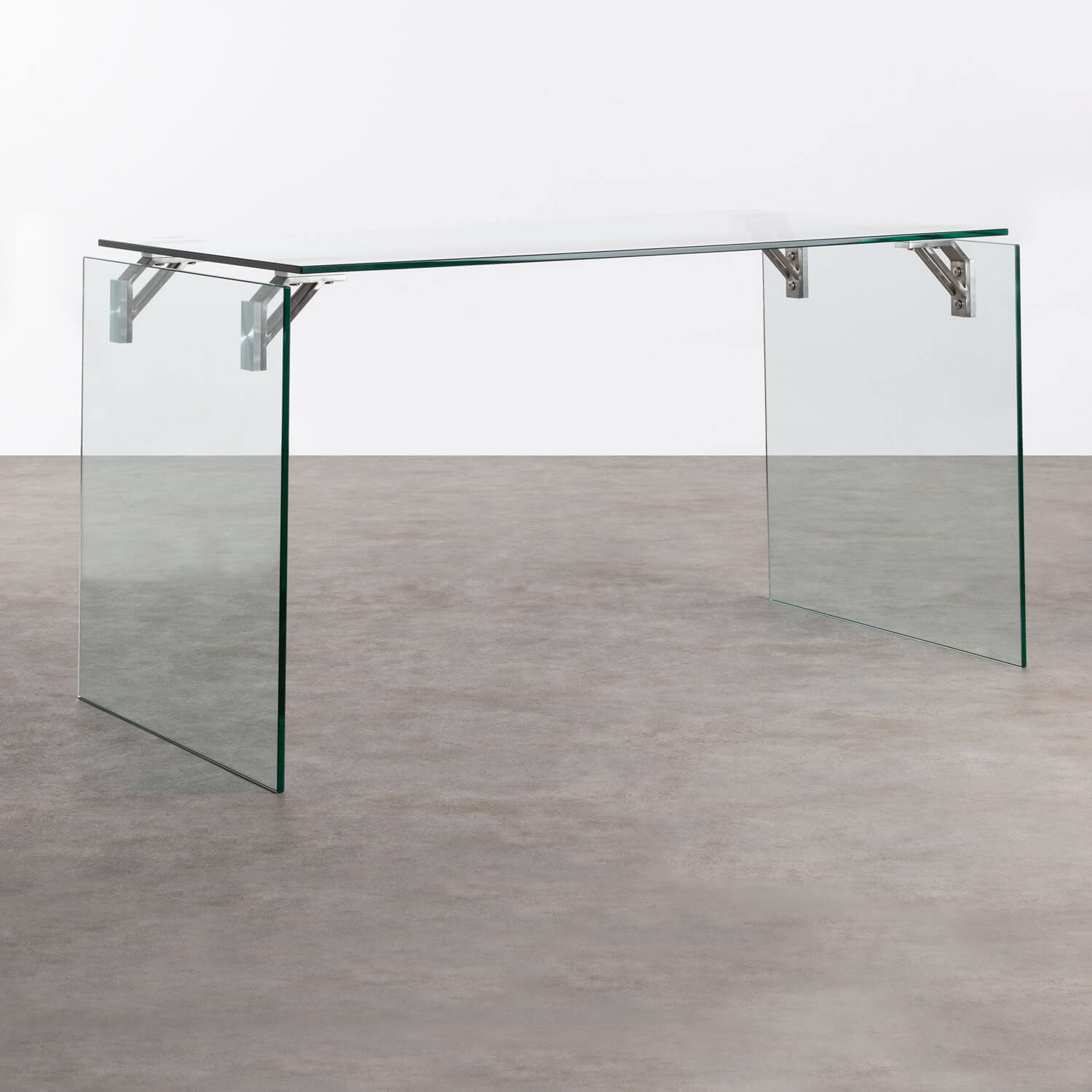 Schreibtisch aus gehärtetem Glas und Edelstahl Yera, Galeriebild 1