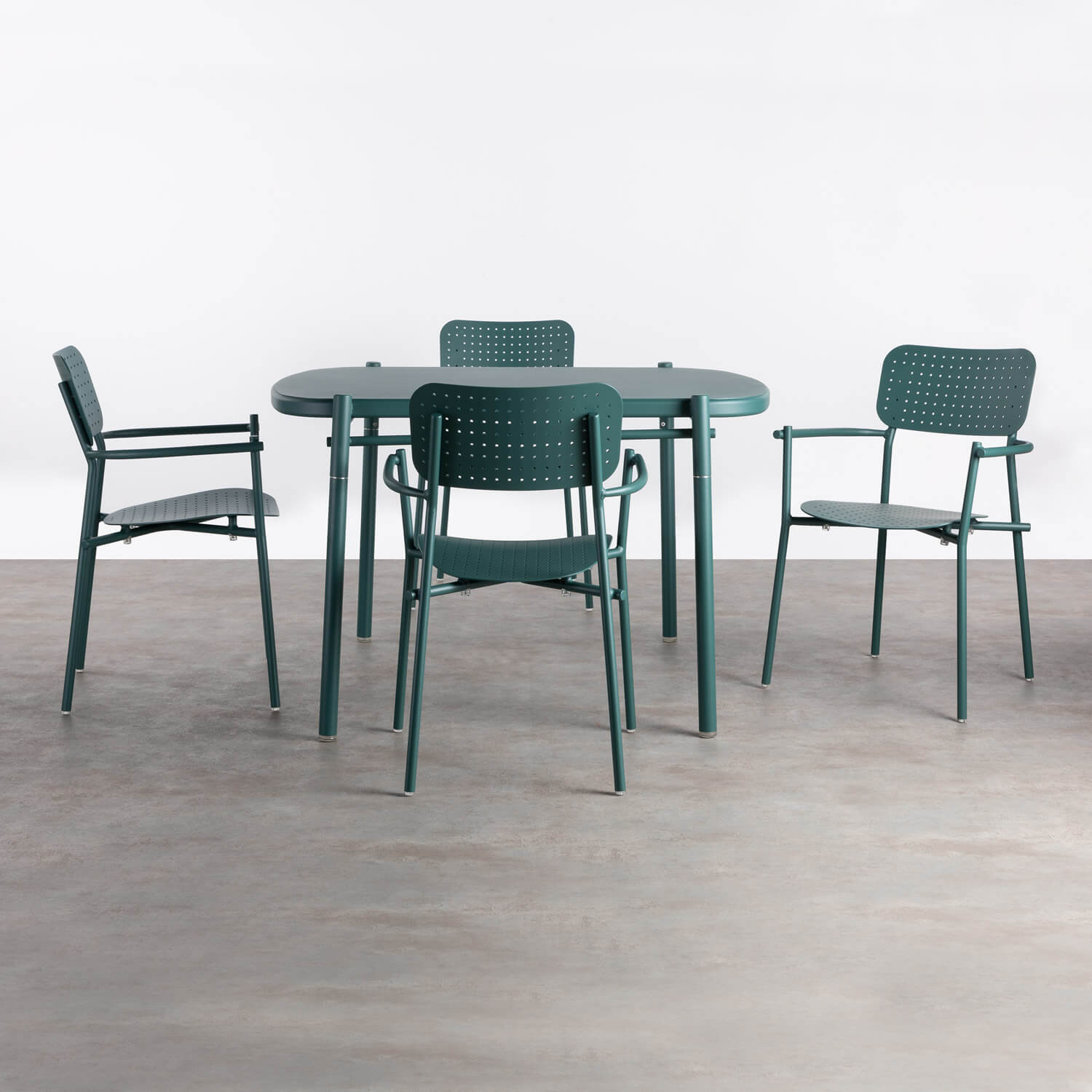 Gartenset aus Aluminium 1 Tisch  (119x104 cm) und 4 Stühle mit Armlehnen Keri , Galeriebild 1