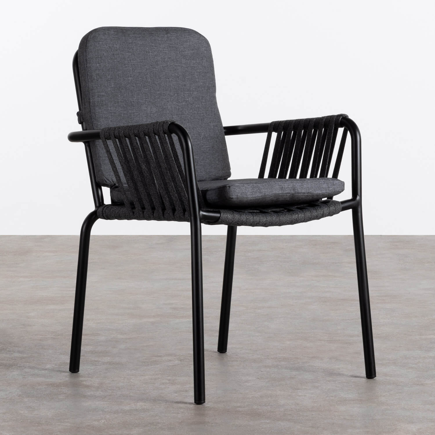 Outdoor Stuhl aus Aluminium und Seil Drian, Galeriebild 1