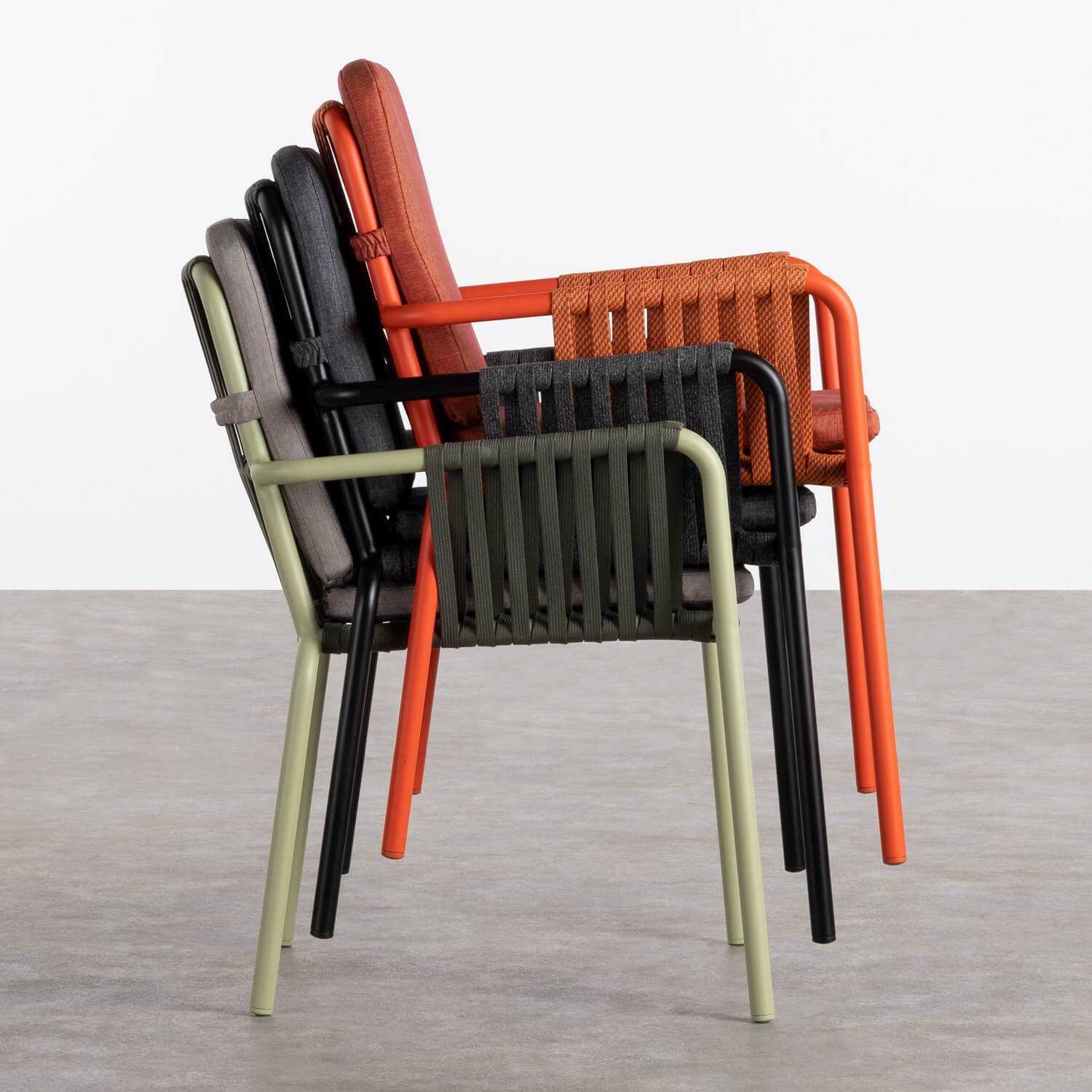 Outdoor Stuhl aus Aluminium und Seil Drian, Galeriebild 2