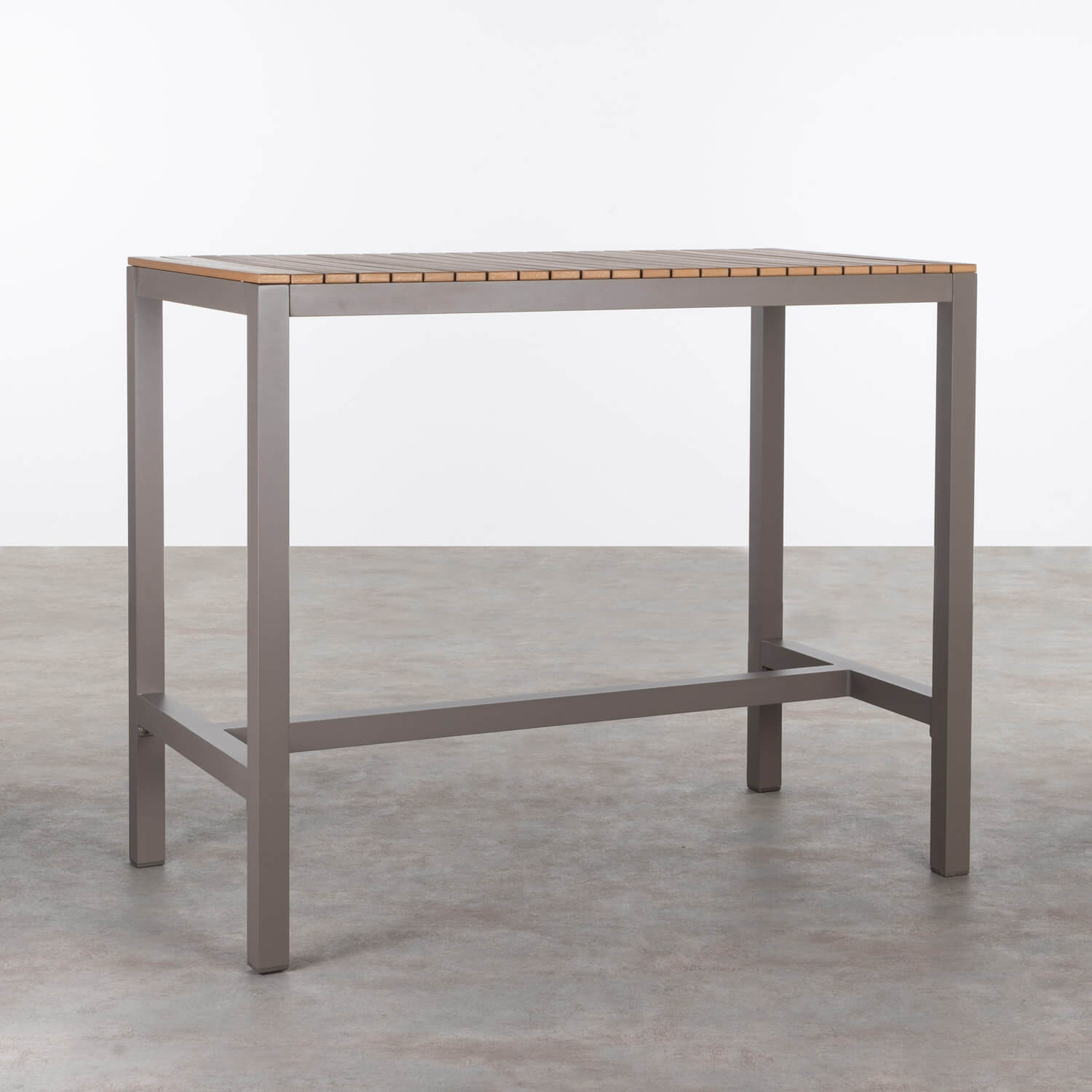 Hoher Outdoor Tisch Korce aus Holz und Stahl (130x70 cm), Galeriebild 1