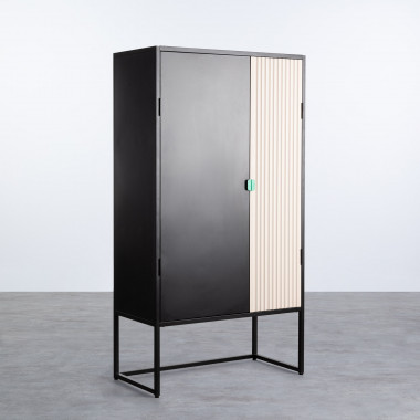 Sideboard-Schrank mit 2 Türen aus Holz und Metall Est