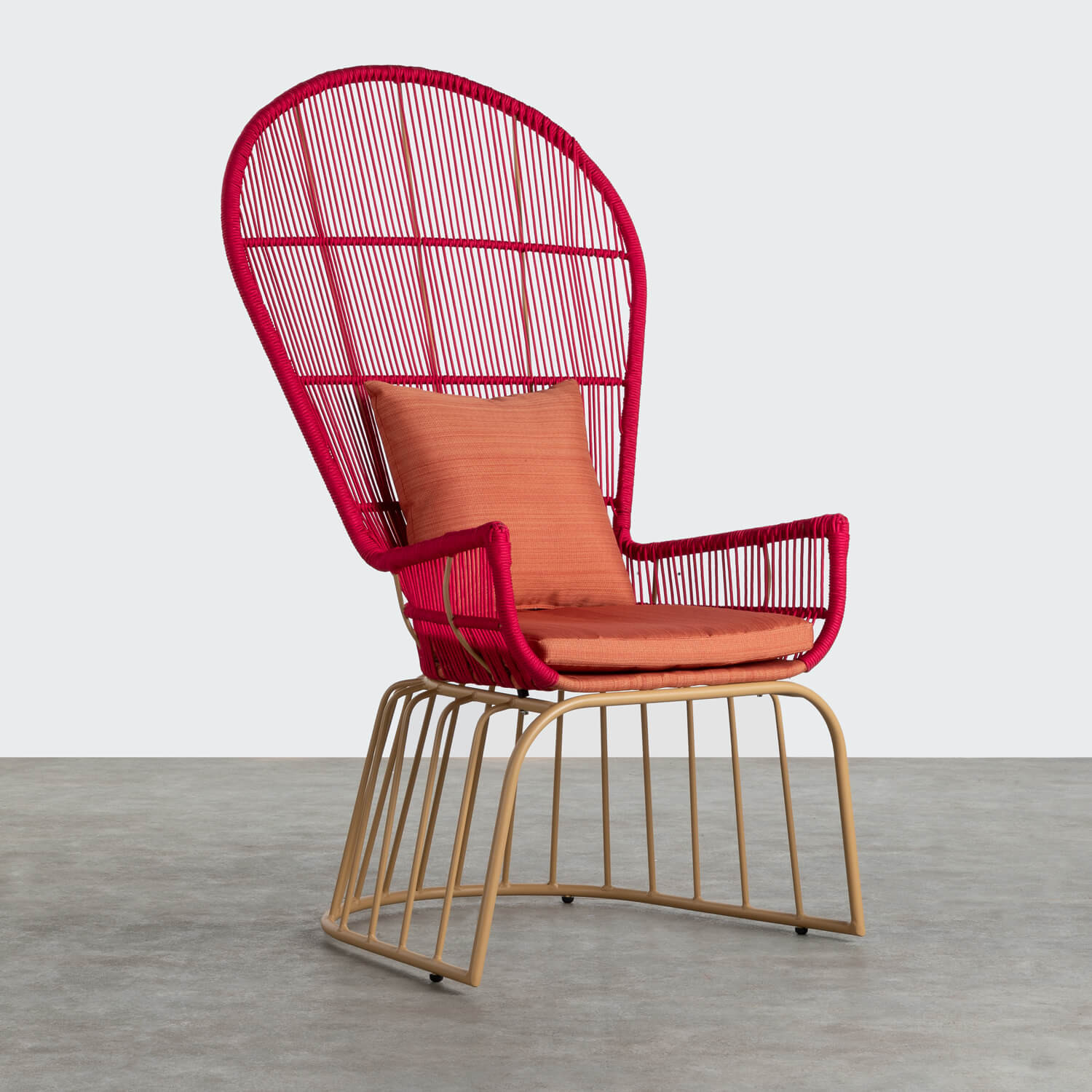 Sessel mit hoher Rückenlehne aus Aluminium und wasserfestem Polyester Ander, Galeriebild 1