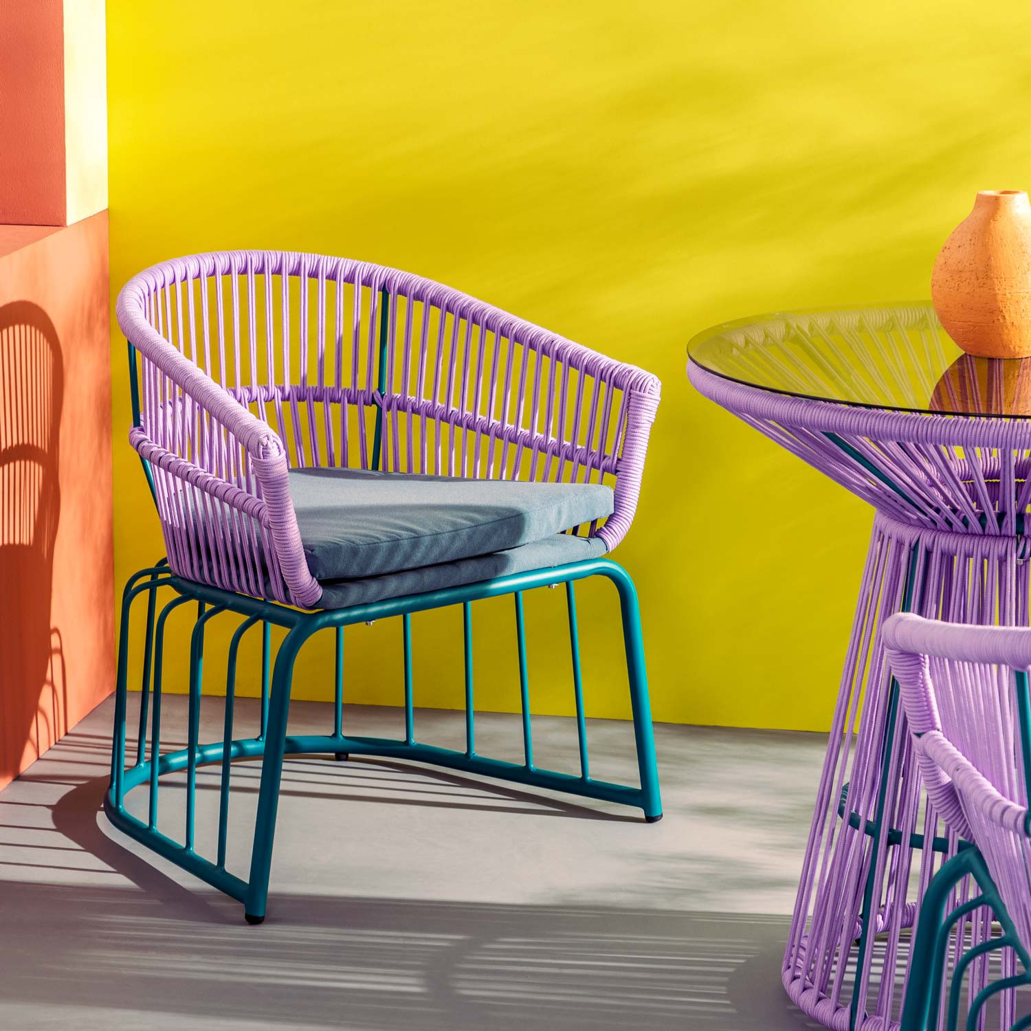 Outdoor Stuhl aus Aluminium und wasserfestem Polyester Ander, Galeriebild 2