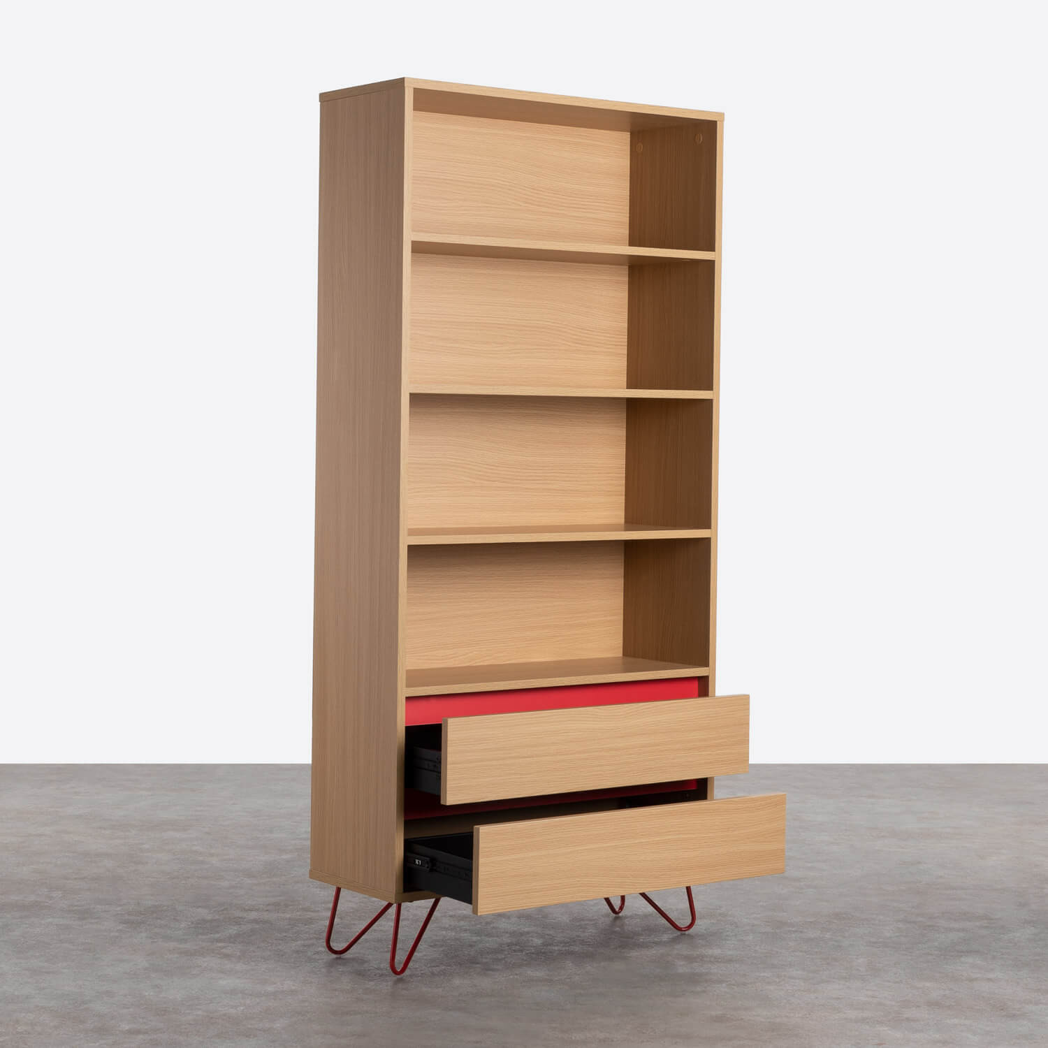 Bücherregal mit Schubladen aus Melamin Clyde, Galeriebild 2