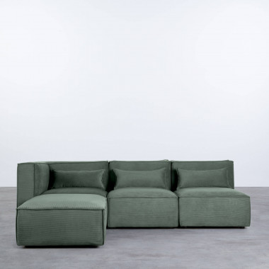 Modulares Sofa 3-Teilig mit 2 Sesseln und Pouf aus Kord Kilhe