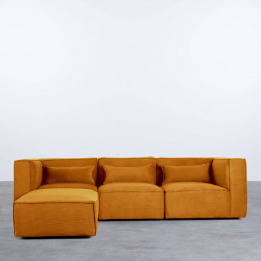 Modulares Sofa 3-Teilig mit 2 Ecksesseln und Pouf aus Kord Kilhe