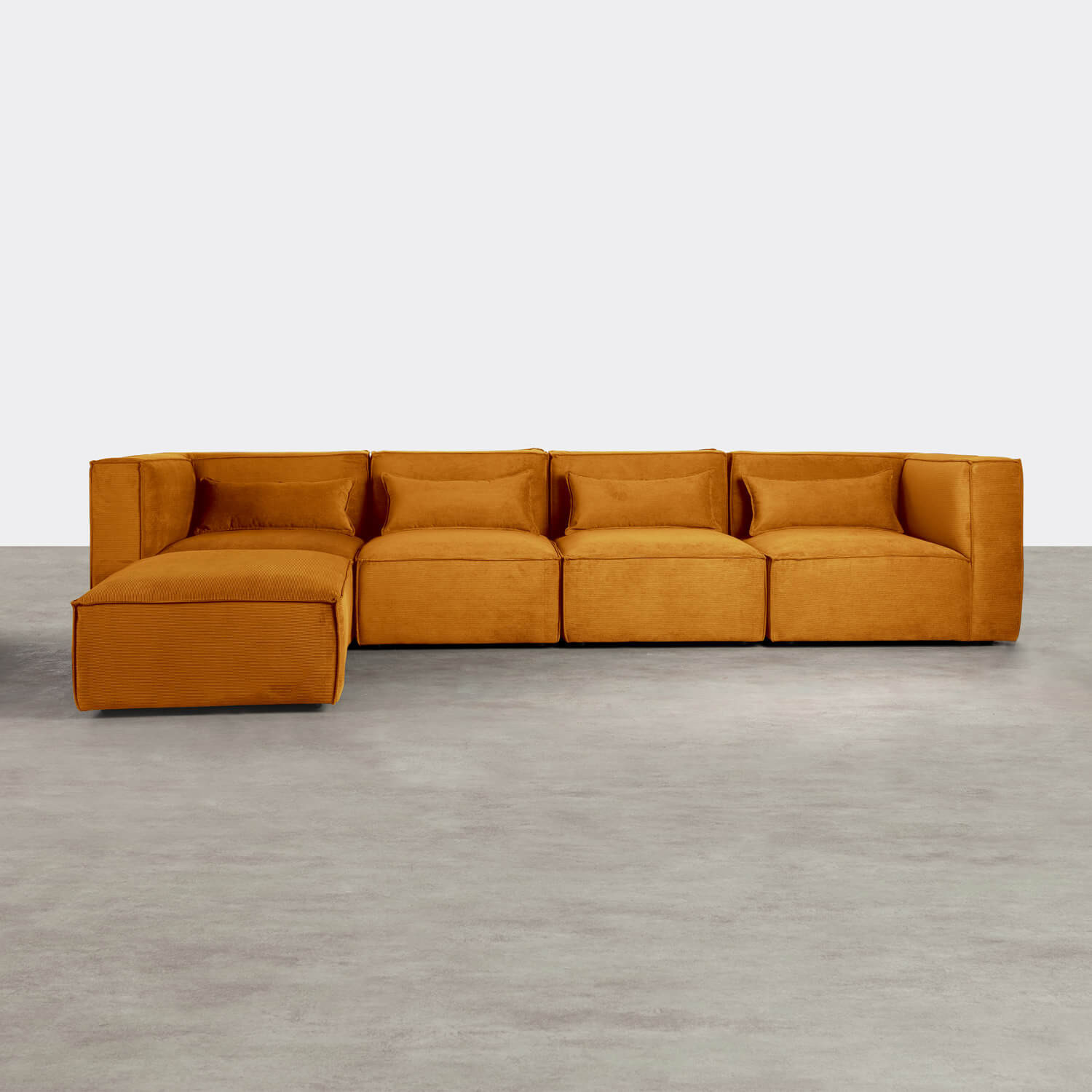 Modulares Sofa 4-Teilig mit 2 Ecksesseln und Pouf aus Kord Kilhe, Galeriebild 1