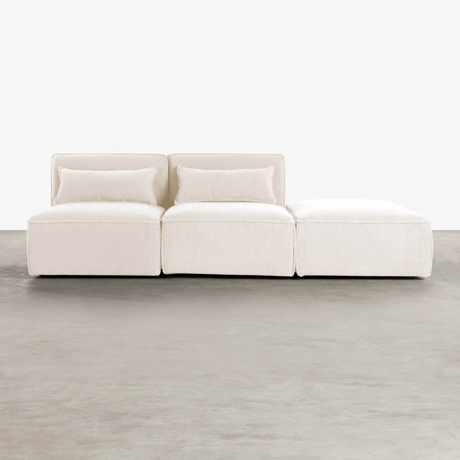 Modulares Sofa 2-Teilig mit Pouf aus Bouclé Stoff Kilhe, Galeriebild 1