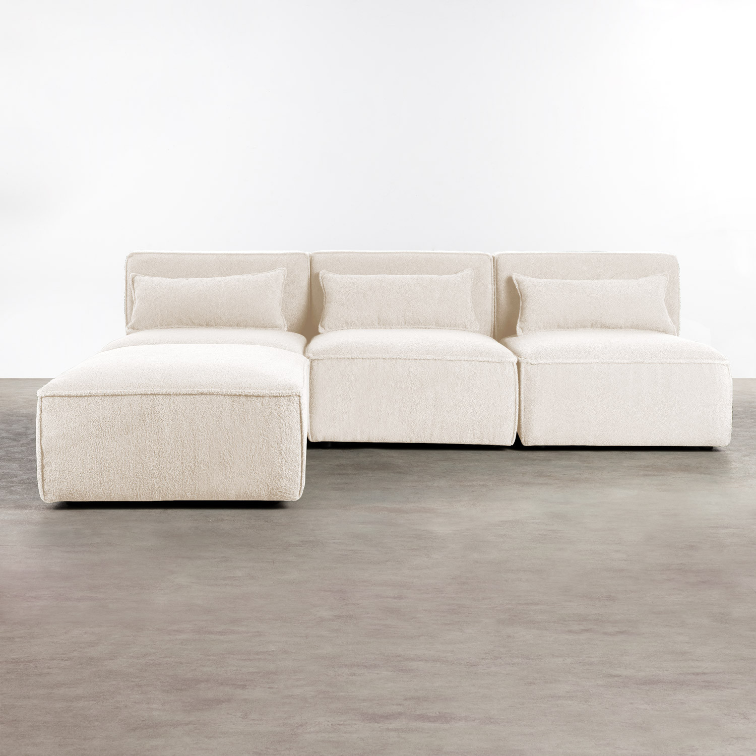 Modulares Sofa 3-Teilig und Pouf aus Bouclé Stoff Kilhe, Galeriebild 2