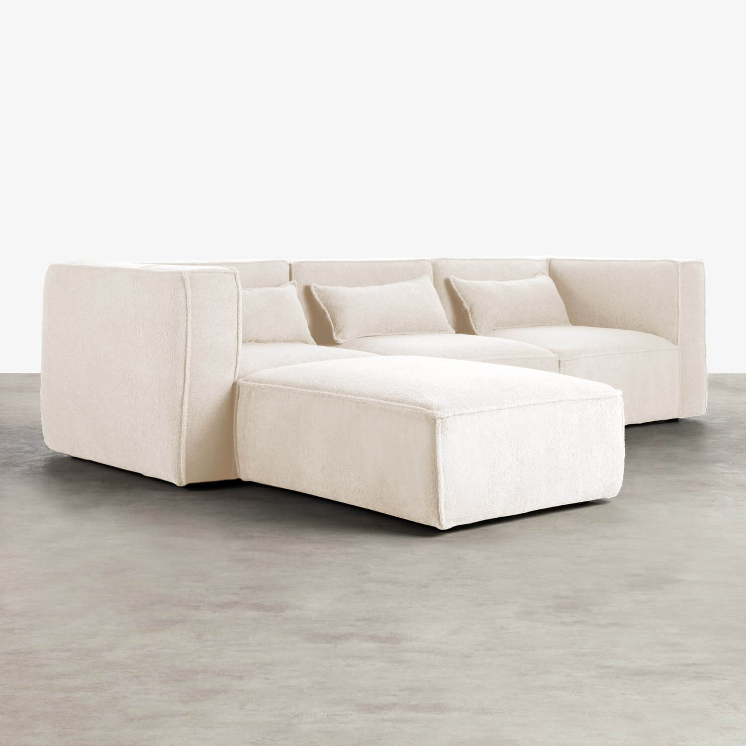 Modulares Sofa 3-Teilig mit 2 Ecksesseln und Pouf aus Bouclé Stoff Kilhe , Galeriebild 2