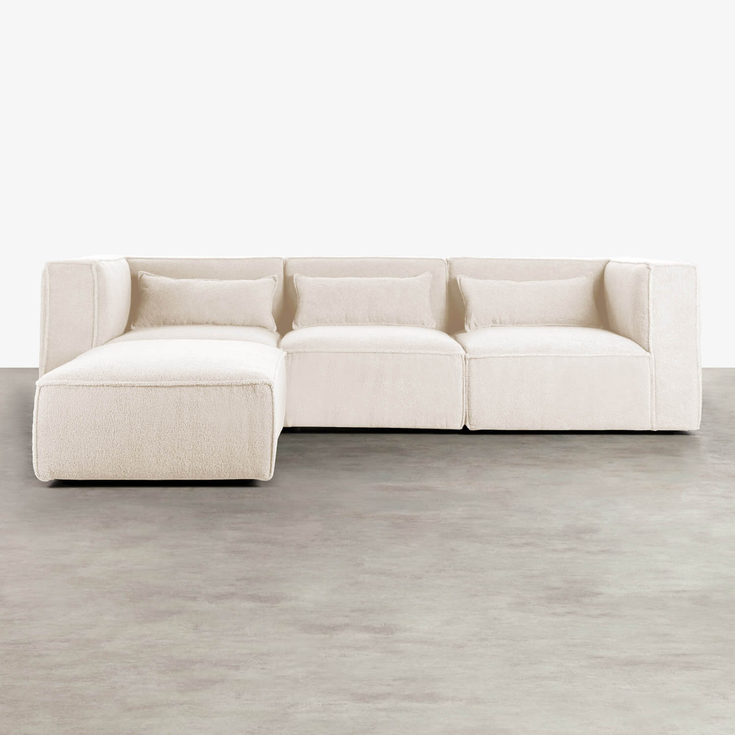 Modulares Sofa 3-Teilig mit 2 Ecksesseln und Pouf aus Bouclé Stoff Kilhe , Galeriebild 1