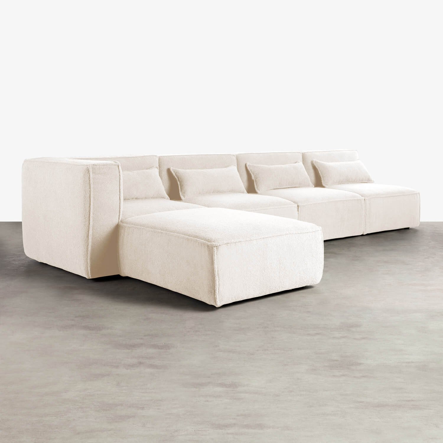 Modulares Sofa 4-Teilig mit 3 Sesseln und Pouf aus Bouclé Stoff Kilhe, Galeriebild 2