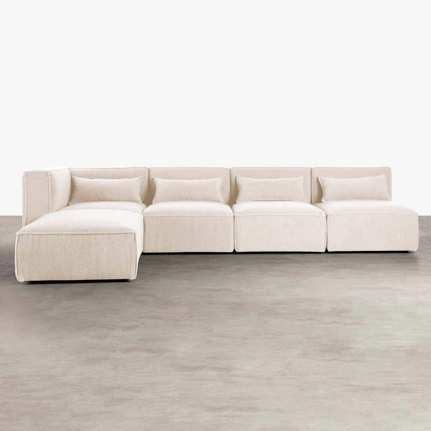 Modulares Sofa 4-Teilig mit 3 Sesseln und Pouf aus Bouclé Stoff Kilhe, Galeriebild 1