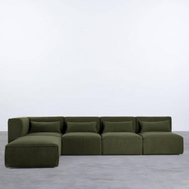 Modulares Sofa 4-Teilig mit 3 Sesseln und Pouf aus Bouclé Stoff Kilhe