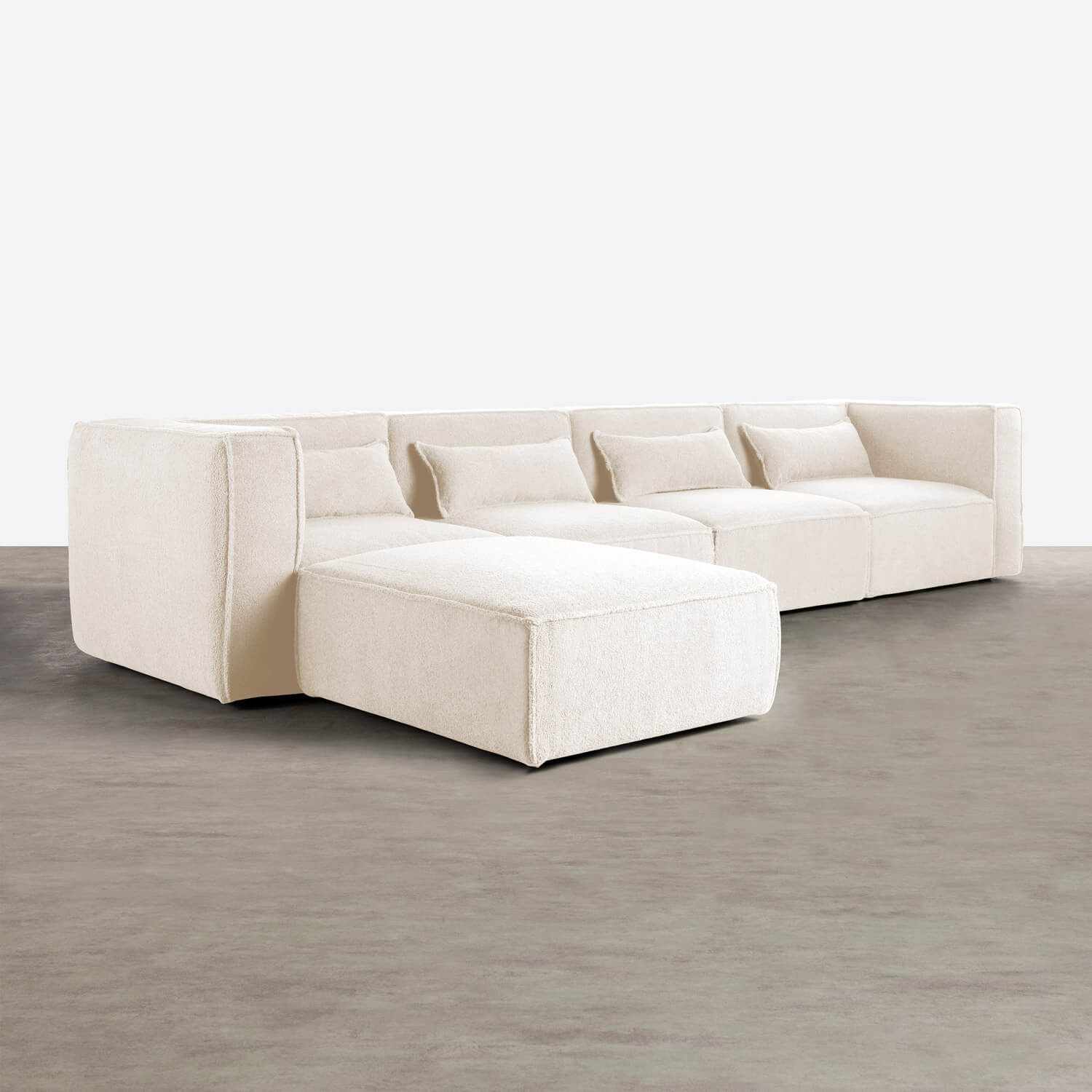 Modulares Sofa 4-Teilig mit Ecksessel und Pouf aus Bouclé Stoff Kilhe, Galeriebild 2
