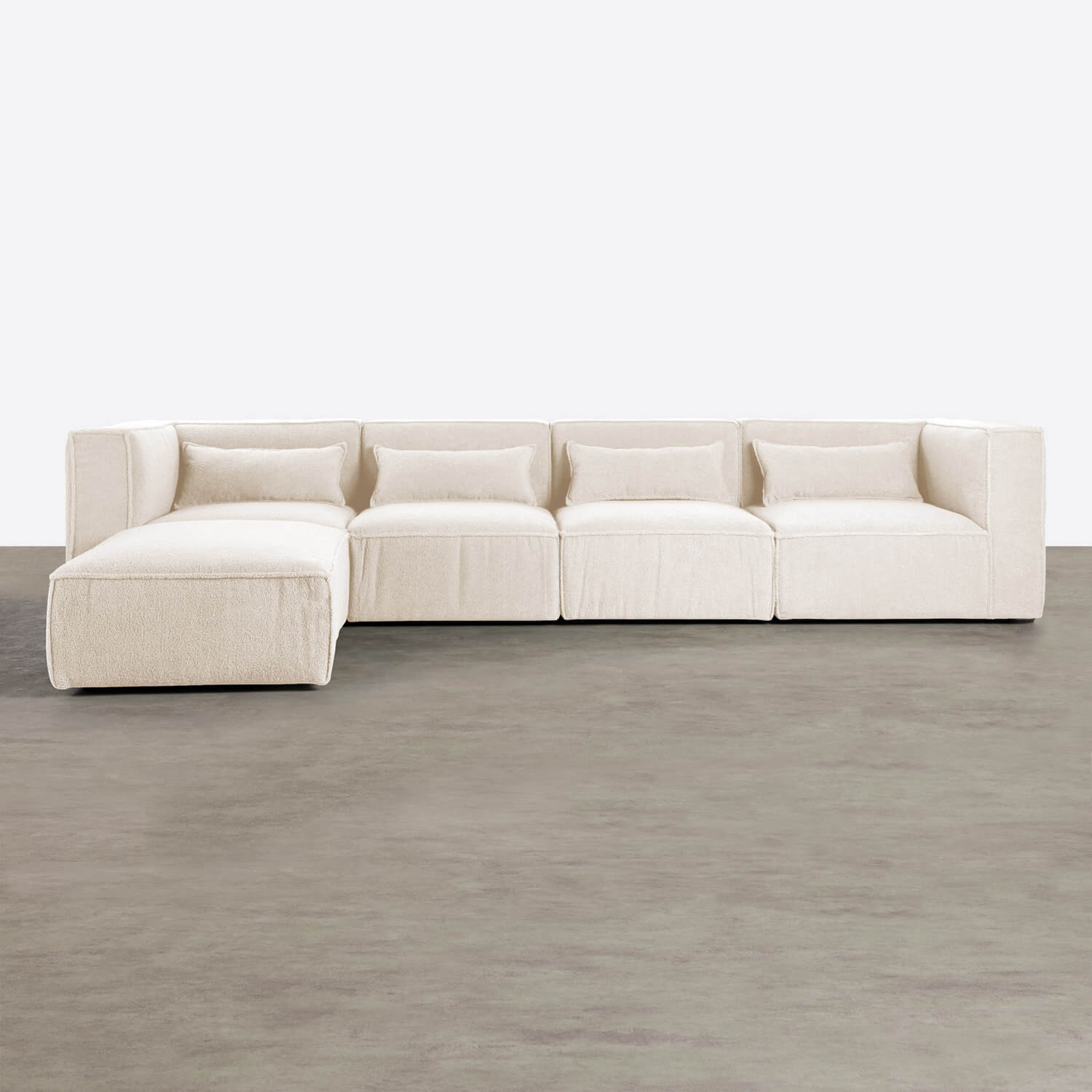Modulares Sofa 4-Teilig mit Ecksessel und Pouf aus Bouclé Stoff Kilhe, Galeriebild 1