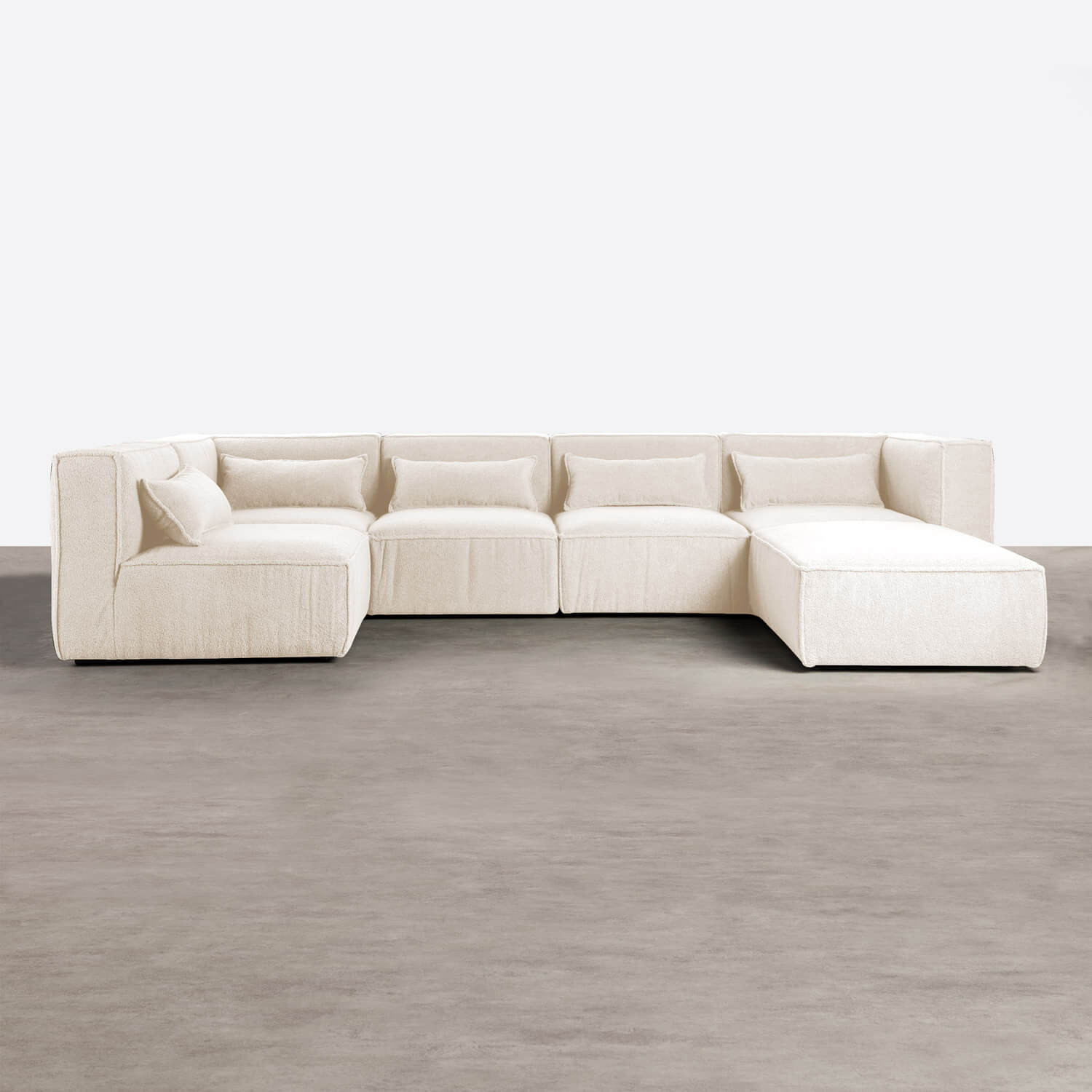Modulares Sofa 5-Teilig und Pouf aus Bouclé Stoff Kilhe, Galeriebild 2