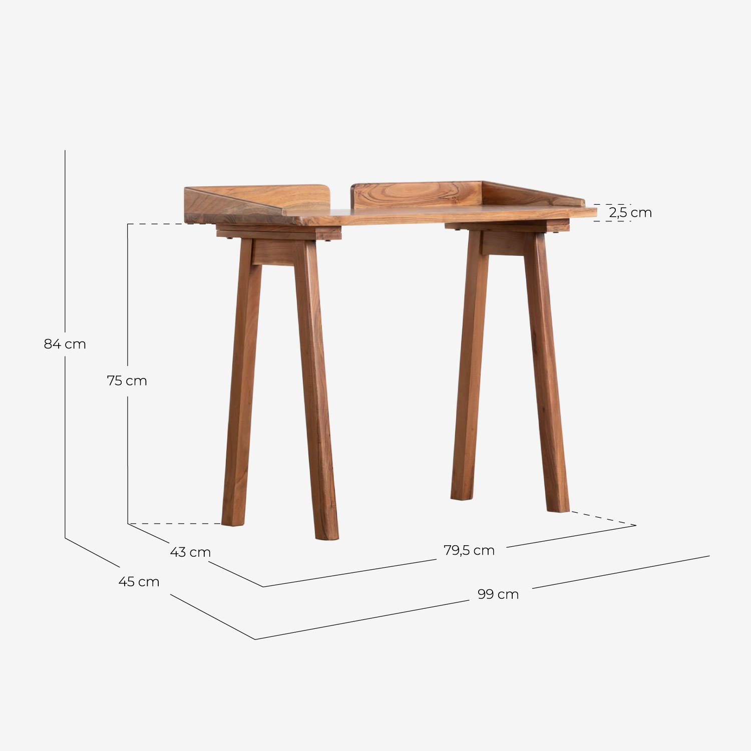 Schreibtisch aus Mateo-Akazienholz, Maße