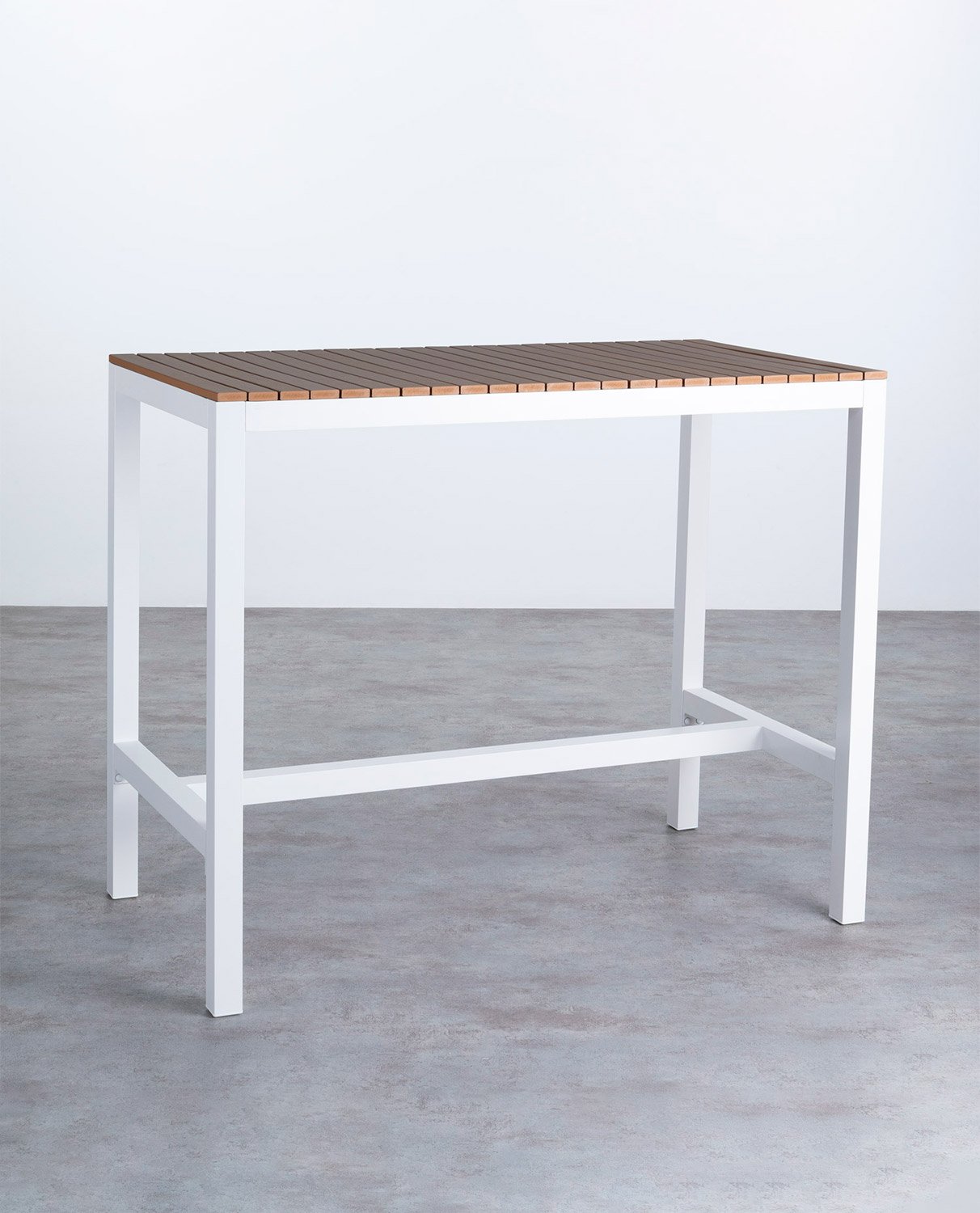 Hoher Outdoor Tisch Korce aus Holz und Stahl (130x70 cm), Galeriebild 1