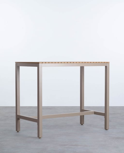 Hoher Outdoor Tisch Korce aus Holz und Stahl (130x70 cm)