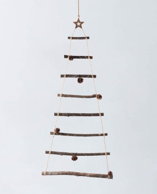 Weihnachtsbaum mit LED-Lichtern aus Holz 110 cm Pin