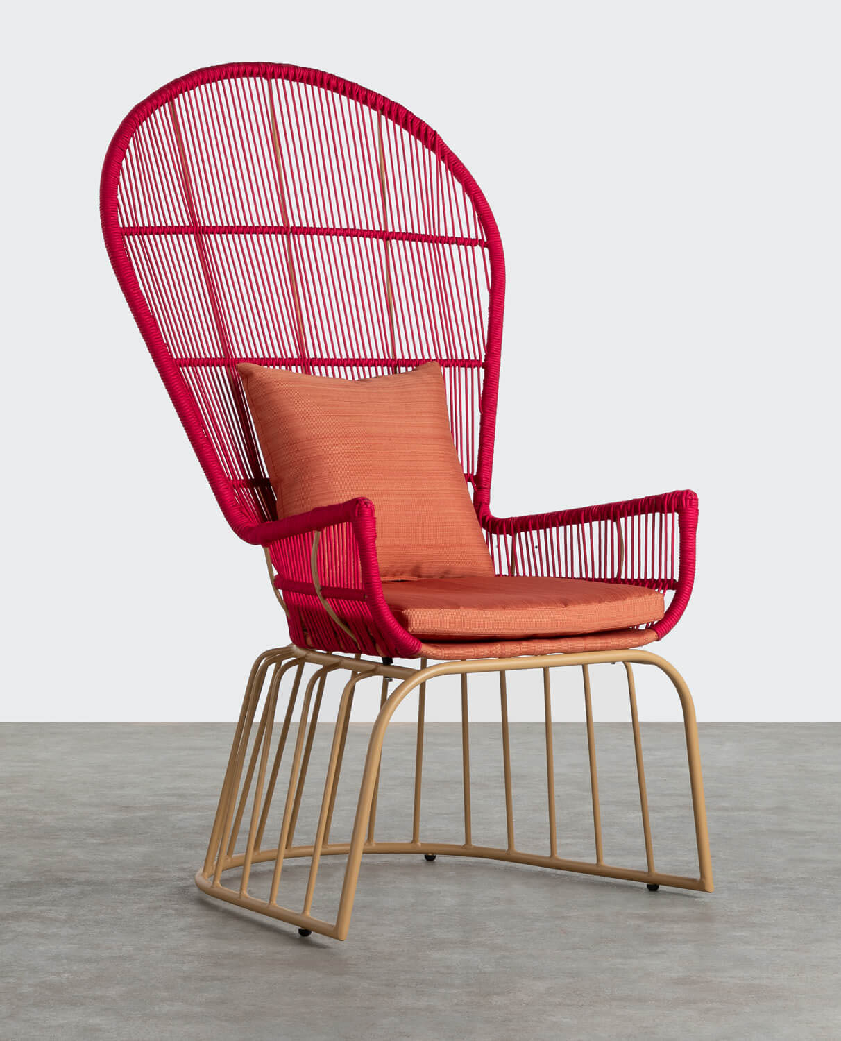 Sessel mit hoher Rückenlehne aus Aluminium und wasserfestem Polyester Ander, Galeriebild 2