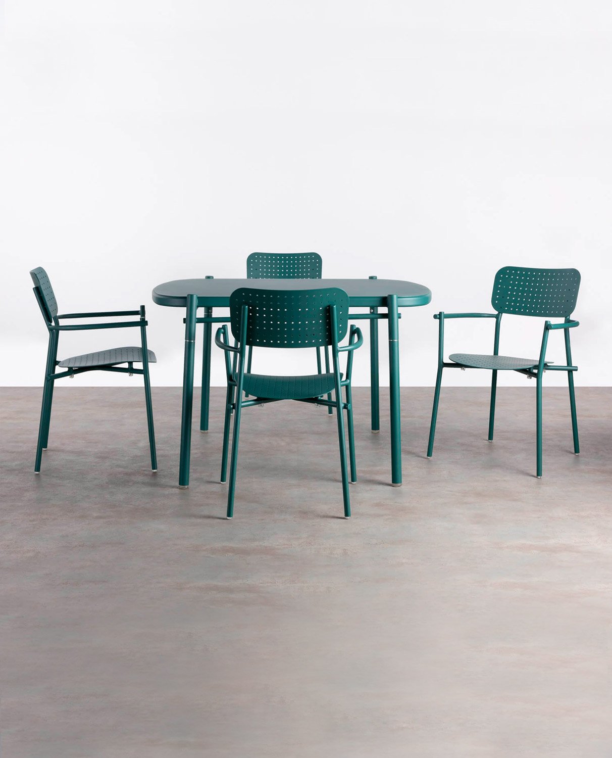 Gartenset aus Aluminium 1 Tisch  (119x104 cm) und 4 Stühle mit Armlehnen Keri , Galeriebild 1