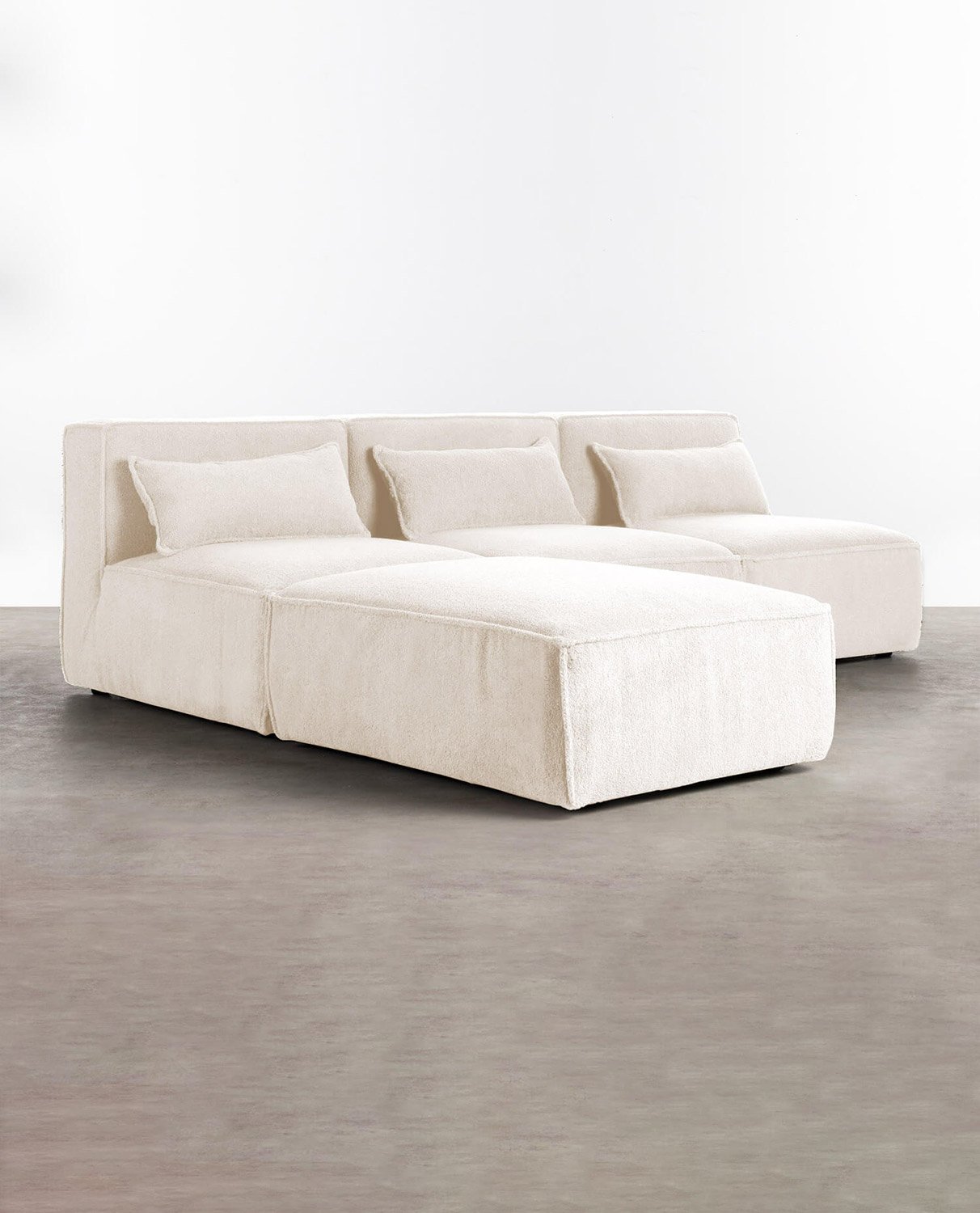 Modulares Sofa 3-Teilig und Pouf aus Bouclé Stoff Kilhe, Galeriebild 2