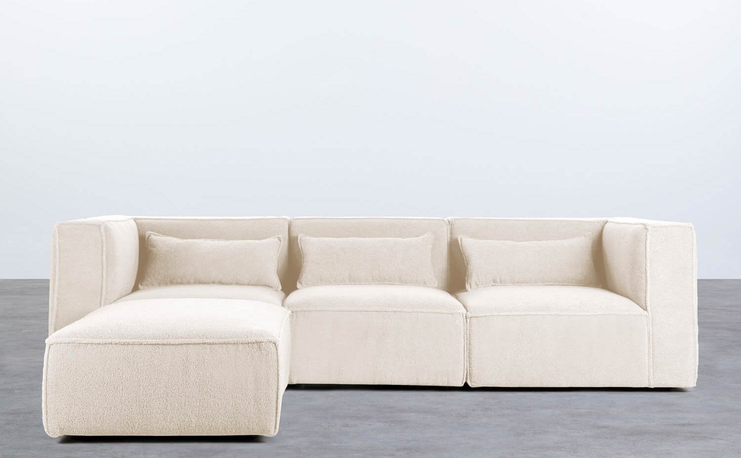 Modulares Sofa 3-Teilig mit 2 Ecksesseln und Pouf aus Bouclé Stoff Kilhe , Galeriebild 1