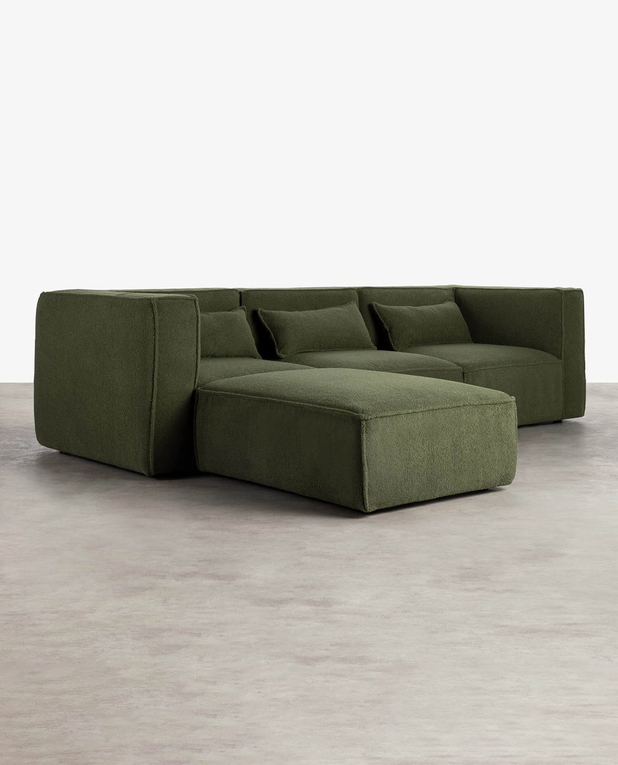 Modulares Sofa 3-Teilig mit 2 Ecksesseln und Pouf aus Bouclé Stoff Kilhe , Galeriebild 2