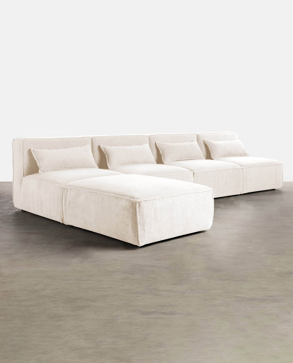 Modulares Sofa 4-Teilig mit Pouf aus Bouclé Stoff Kilhe , Galeriebild 2