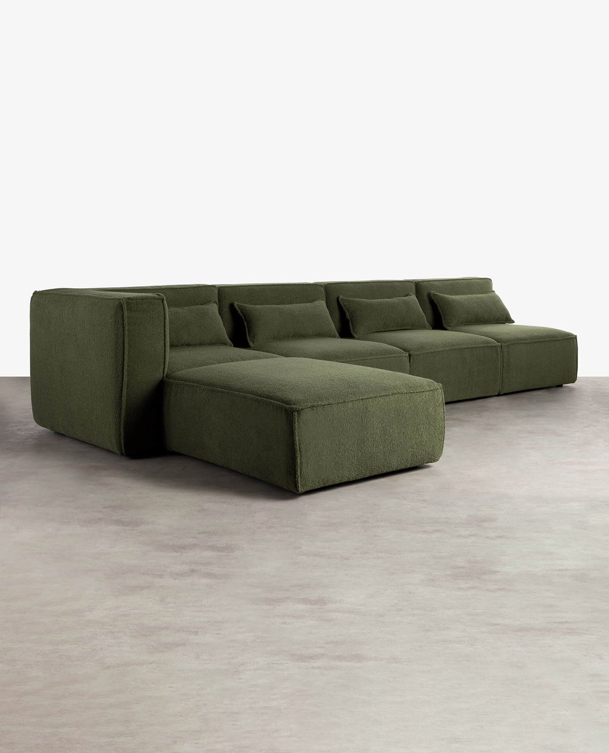 Modulares Sofa 4-Teilig mit 3 Sesseln und Pouf aus Bouclé Stoff Kilhe, Galeriebild 2