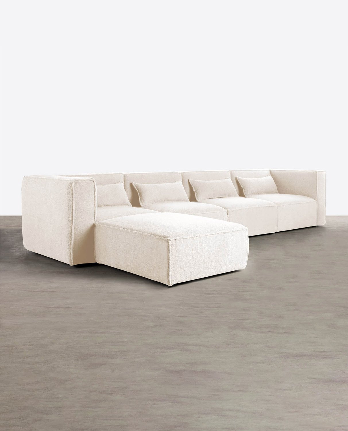 Modulares Sofa 4-Teilig mit Ecksessel und Pouf aus Bouclé Stoff Kilhe, Galeriebild 2