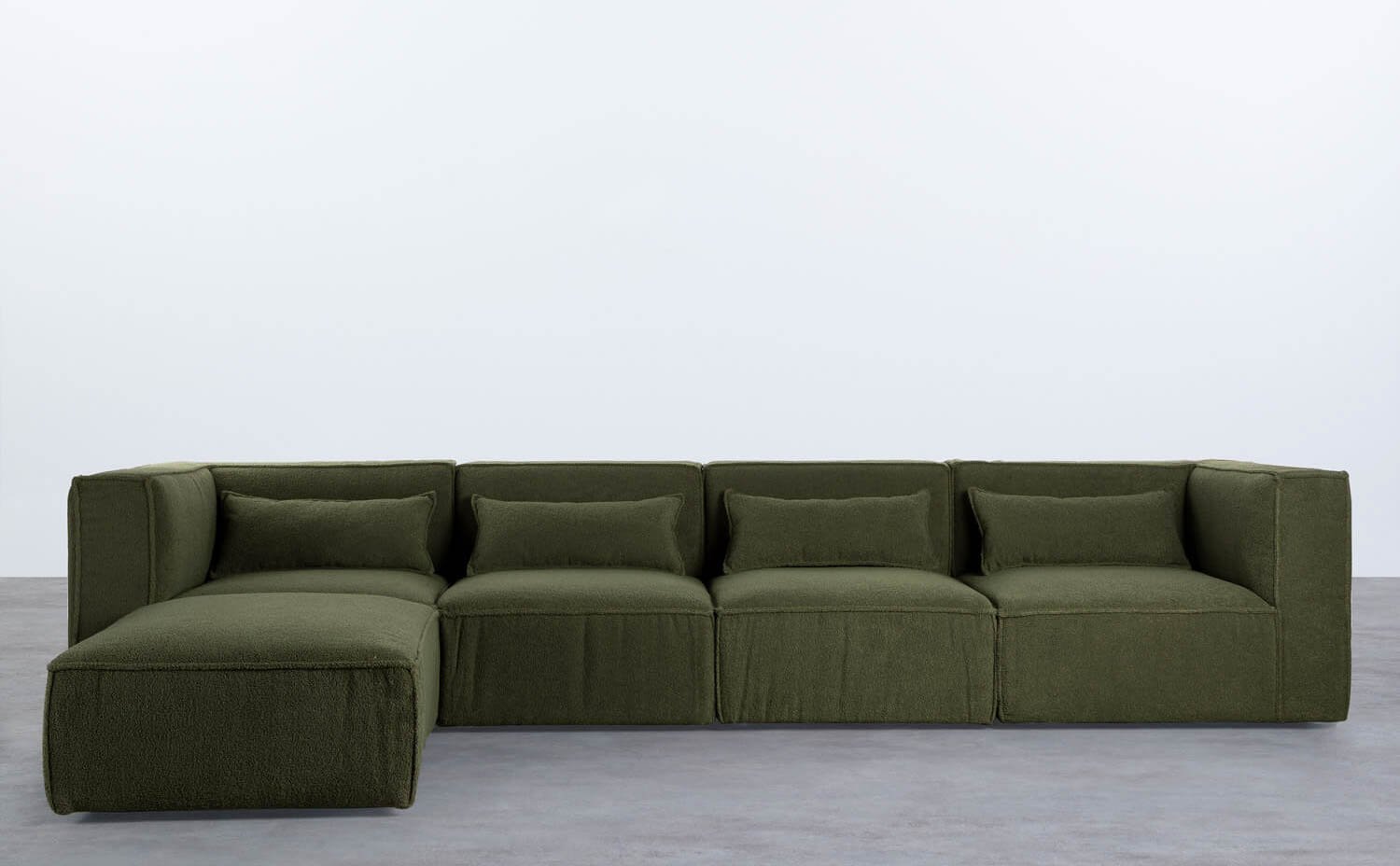 Modulares Sofa 4-Teilig mit Ecksessel und Pouf aus Bouclé Stoff Kilhe, Galeriebild 1