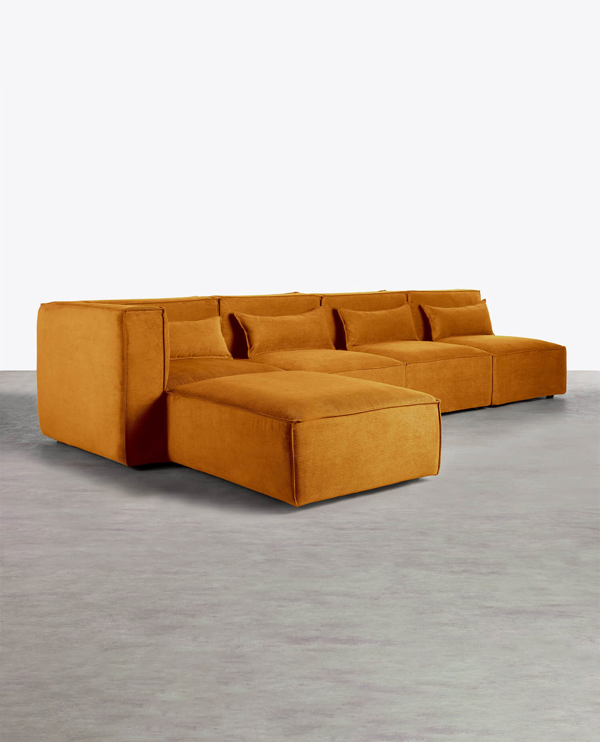 Modulares Sofa 4-teilig mit 3 Sesseln und Pouf aus Kord Kilhe, Galeriebild 2