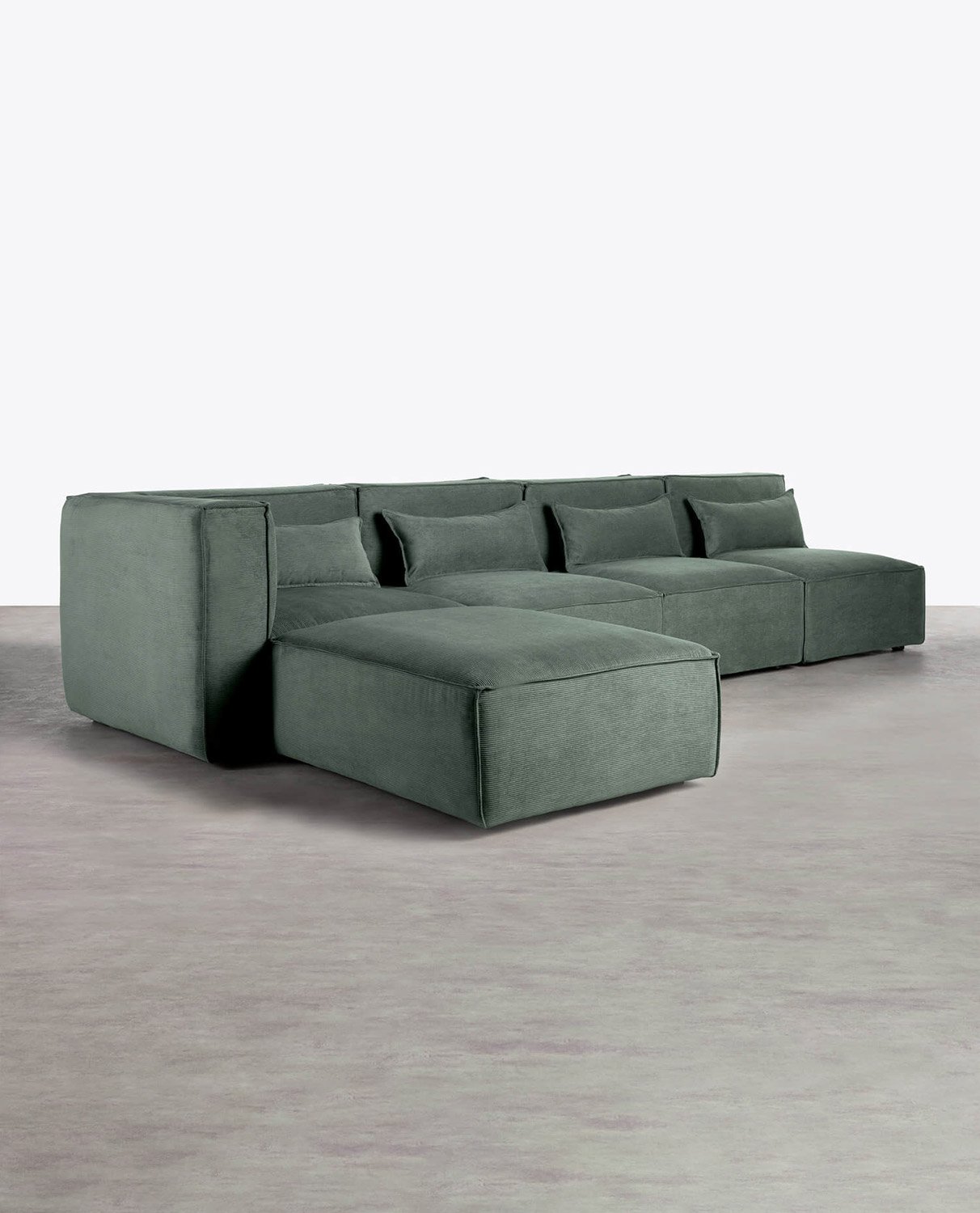 Modulares Sofa 4-teilig mit 3 Sesseln und Pouf aus Kord Kilhe, Galeriebild 2