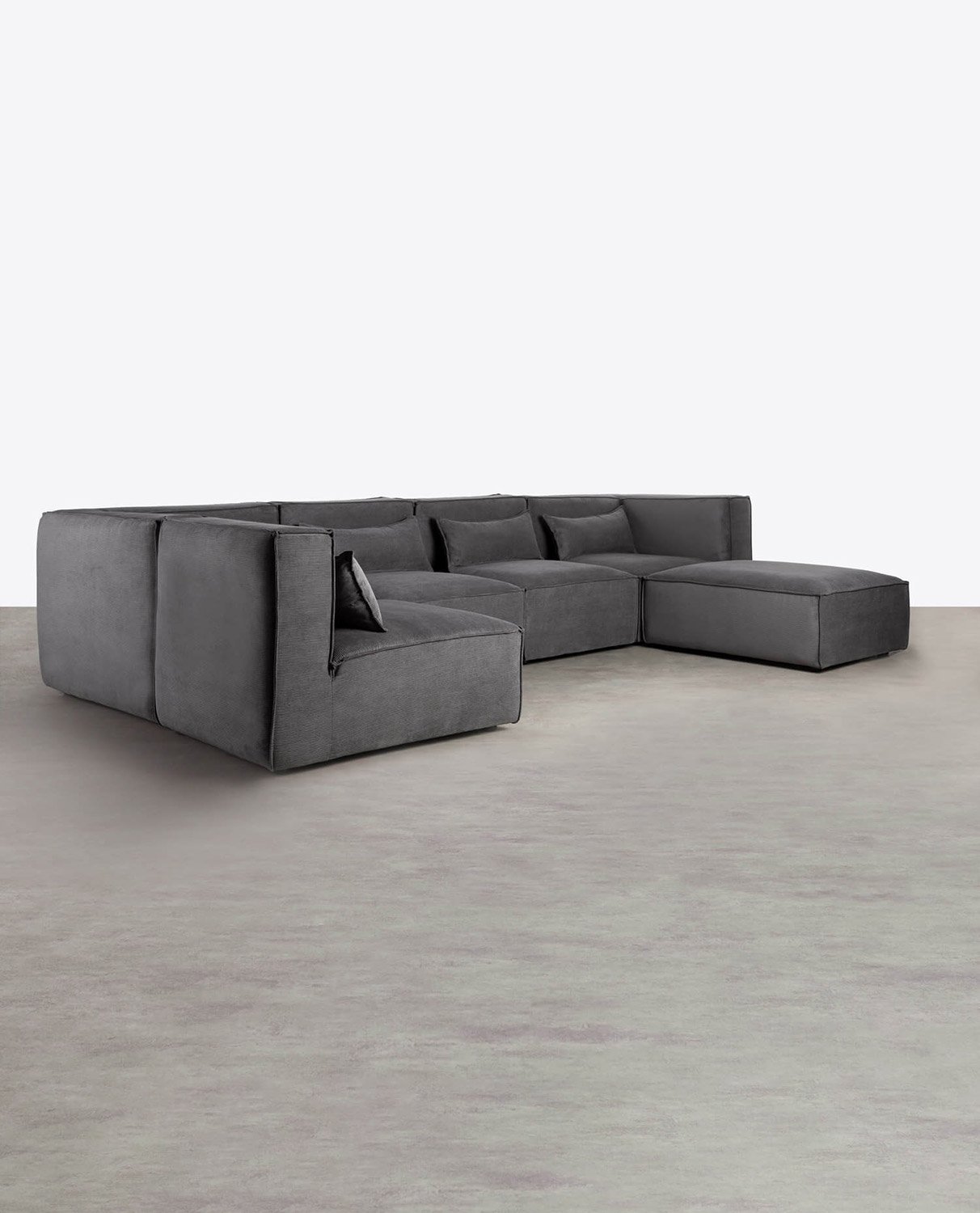 Modulares Sofa 5-teilig und Pouf aus Kord Kilhe, Galeriebild 2