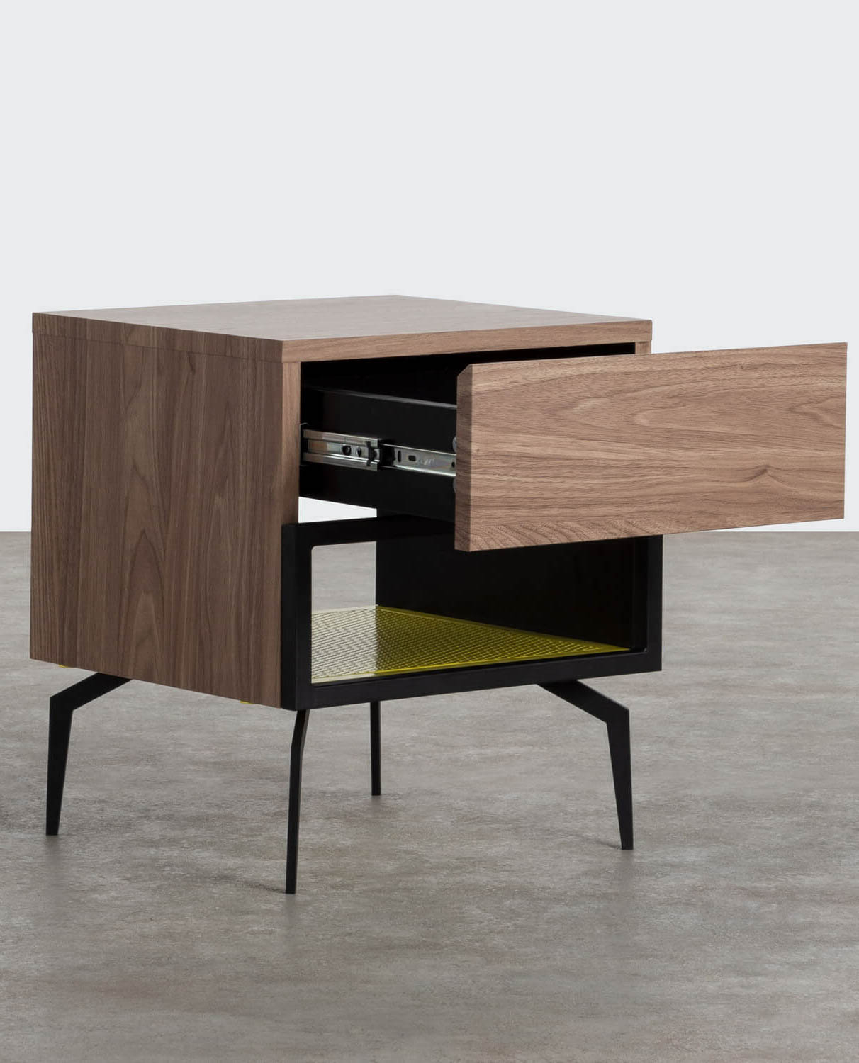 Nachttisch mit Schublade aus MDF und Metall Mirsela, Galeriebild 2