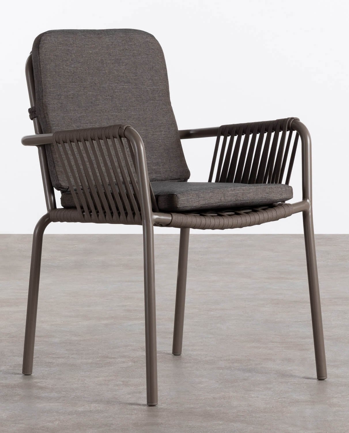 Set aus 4 Aluminium- und Seil-Außenstühlen - Drian, Galeriebild 1