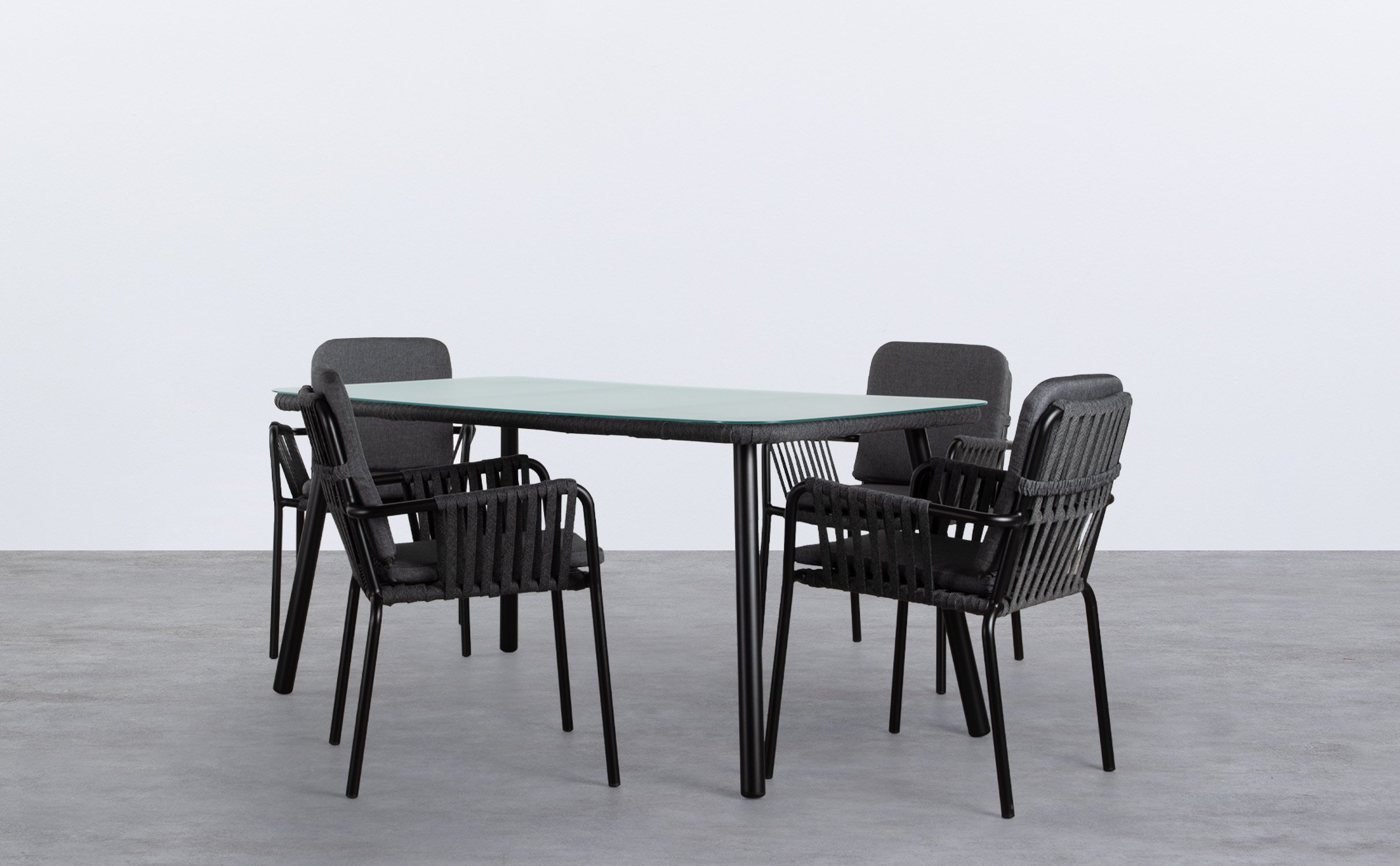 Gartenset aus Aluminium 1 rechteckiger Tisch und 4 Stühle Drian, Galeriebild 1