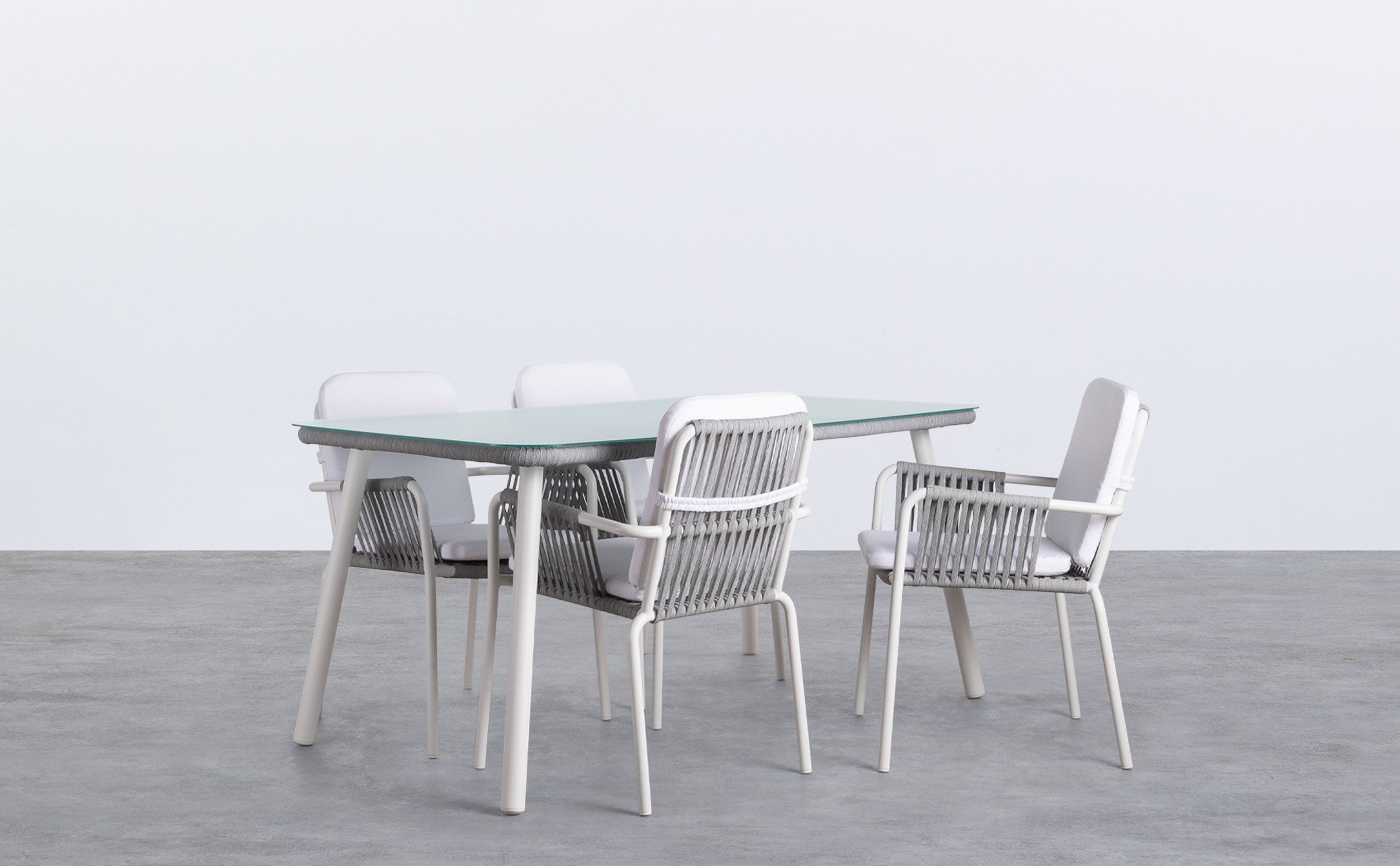 Gartenset aus Aluminium 1 rechteckiger Tisch und 4 Stühle Drian, Galeriebild 1