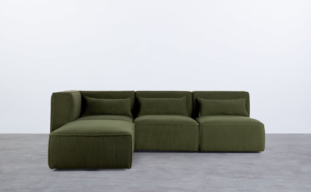 Modulares Sofa 3-Teilig mit 2 Sesseln und Pouf aus Bouclé Stoff Kilhe