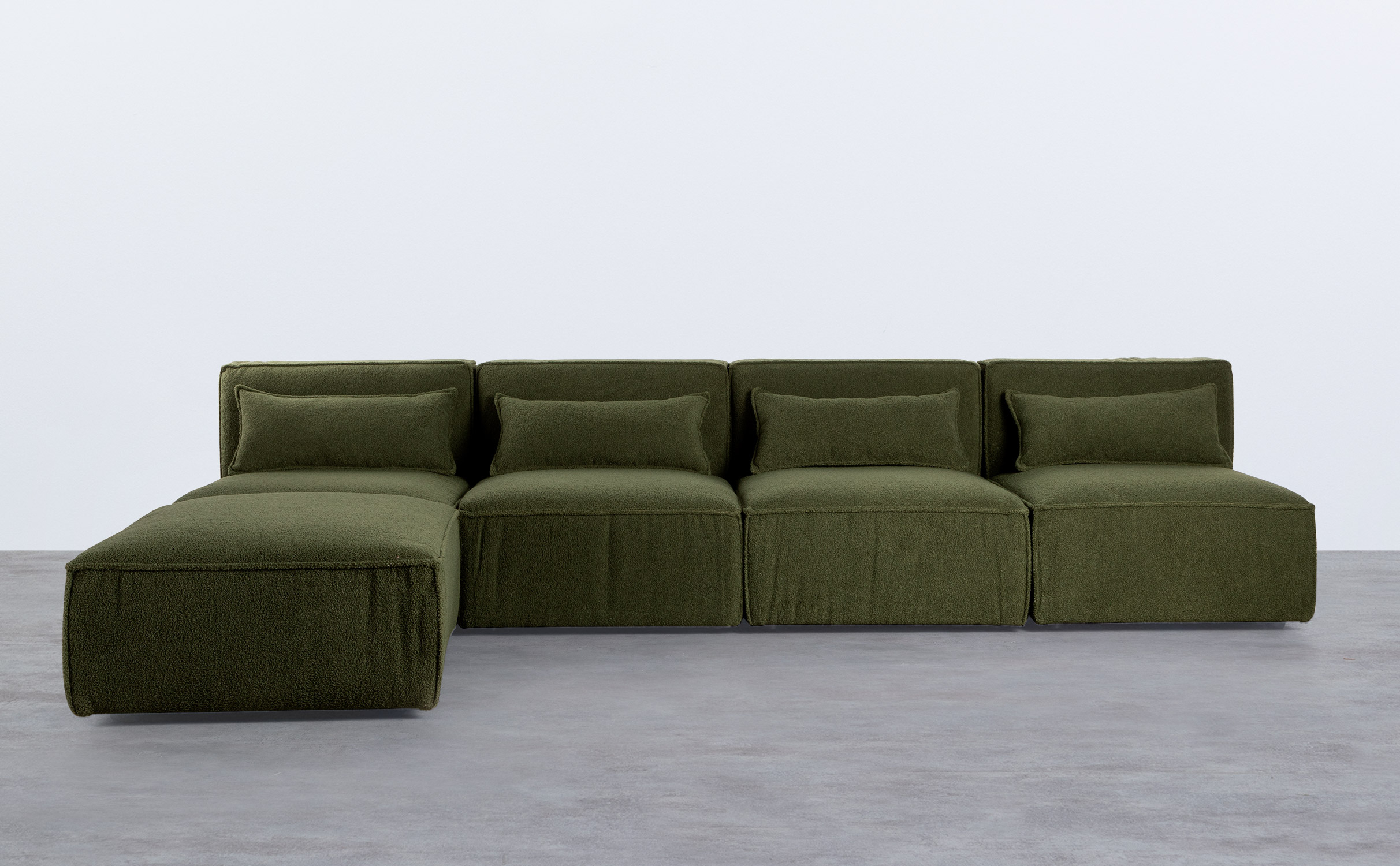 Modulares Sofa 4-Teilig mit Pouf aus Bouclé Stoff Kilhe , Galeriebild 1