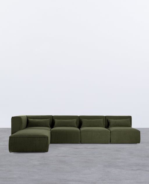 Modulares Sofa 4-Teilig mit 3 Sesseln und Pouf aus Bouclé Stoff Kilhe