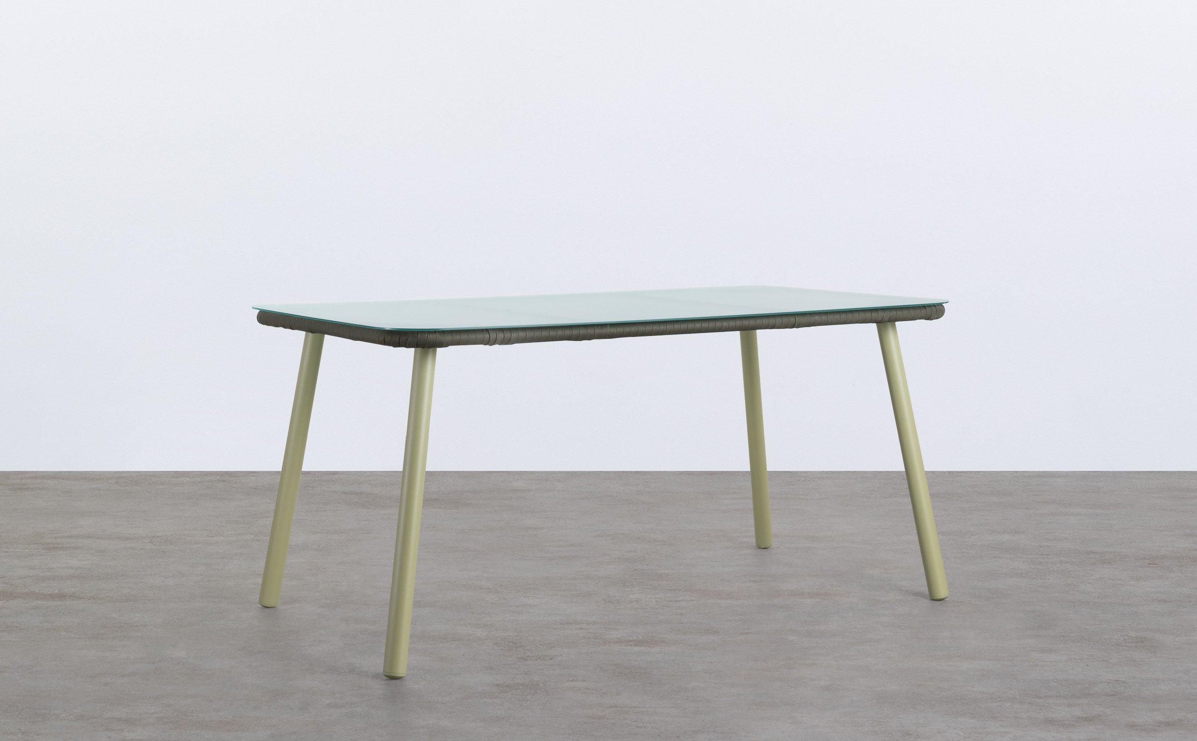 Rechteckiger Outdoor Tisch aus Aluminium und Glas (160x90 cm) Drian, Galeriebild 1